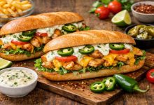 طرز تهیه ساندویچ مرغ هالوپینو خانگی+ نکات و فوتوفن ها